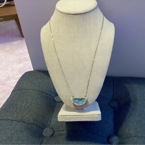 Chic Silver Necklace with Blue Pendant